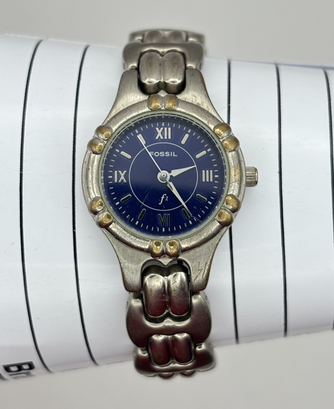 Fossil ES-8950 Silver Tone Metal Band, Blue Dial #9.13
