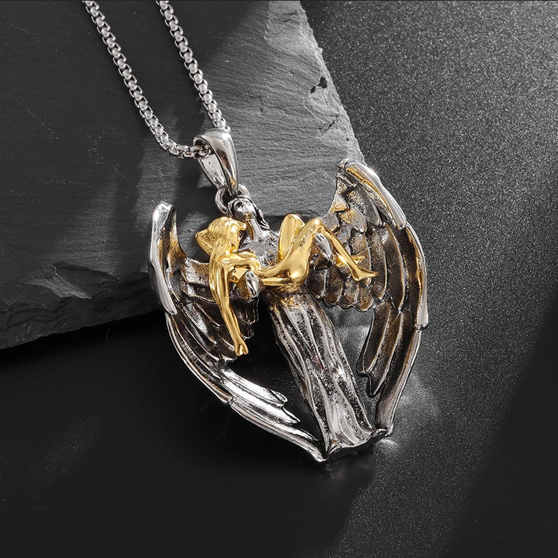 Angel of Heaven Jewelry 2-Tone Sexy Goddess Ascending Pendant Necklace