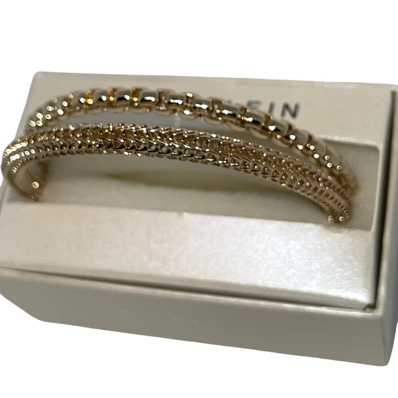 Anne Klein Gold Tone Bangle Bracelet (2 Piece Set) Trendy Stacking Style NWT