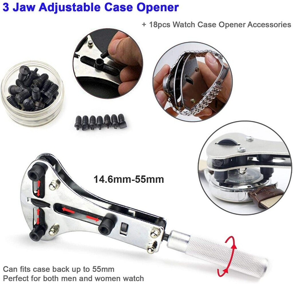 Professional Watch Repair Kit Watchmaker Back Case Opener Link Pin Spring Bar US