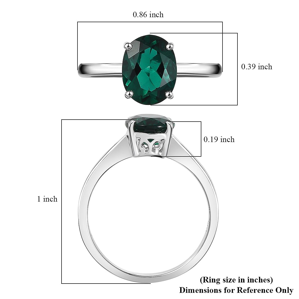 AAA Lab Grown Emerald 1.74 ctw Solitaire Ring in 10K White Gold Size 9.0