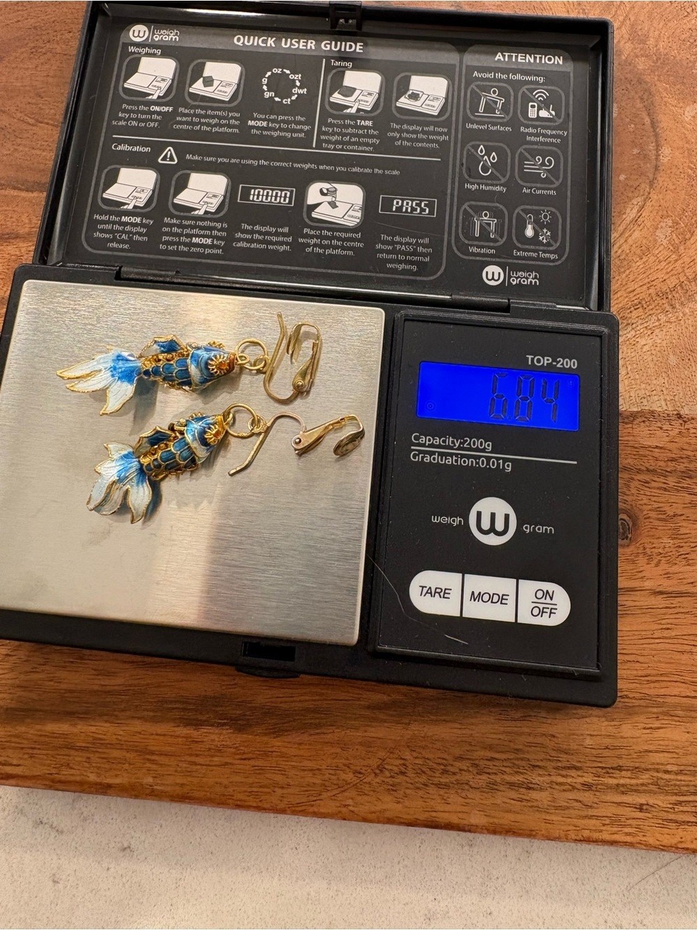 Vintage Blue Enamel Koi Fish Clip-On Earrings – Gold Tone