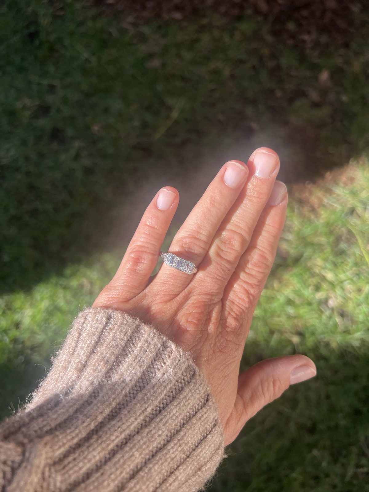 Platinum 1.18 Carat Sparkling Trilogy Ring With Three Old European Cut Stones