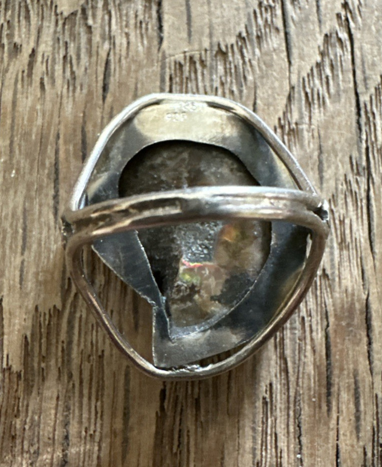 Sterling Silver Ammonite Natural Fossil Ring Size 6