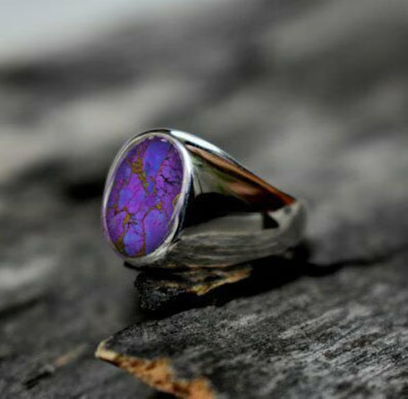 Solid 925 Sterling Silver AA Natural Copper Turquoise Gemstone Men’s Unisex Ring