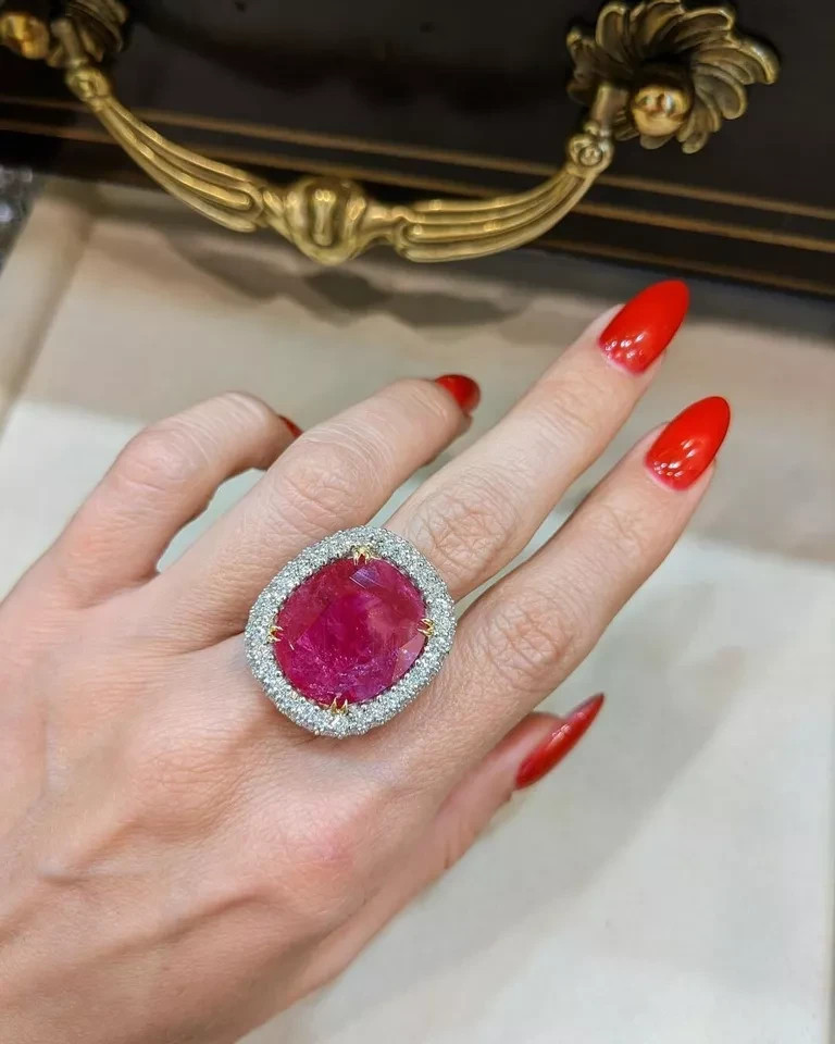 8.60 Ct Natural Red Ruby Diamond Engagement Beautiful Ring 14K White Gold Size 5