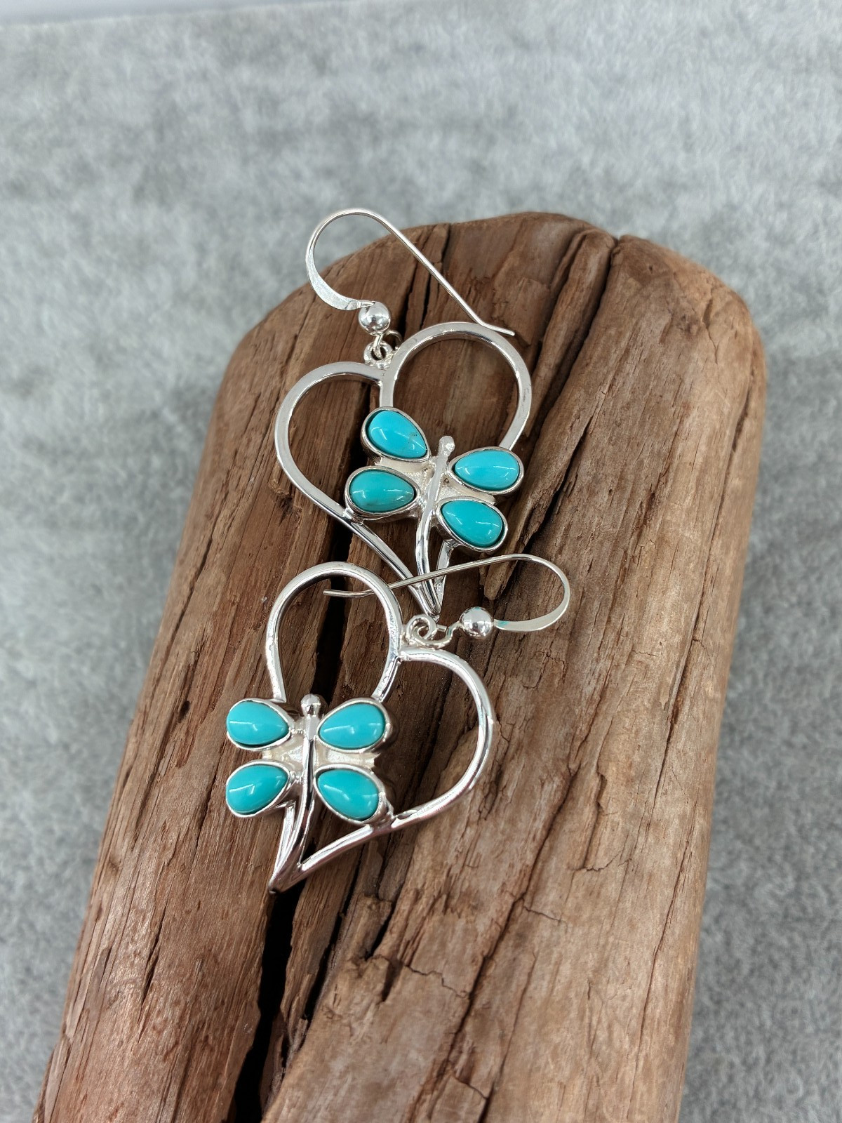 Rare Jay King DTR Turquoise Cabochon Dragonfly Dangle Earrings Sterling Silver