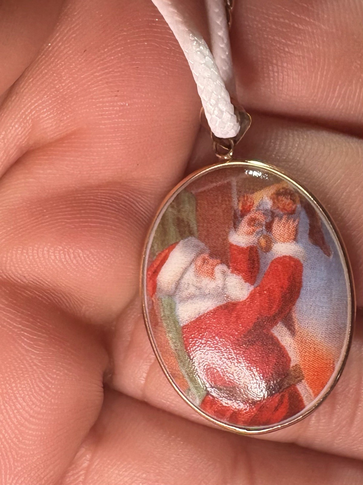 14K Yellow Gold Santa Pendant Night Before Christmas Quote 34mm 2.8mmB 3.0G MC