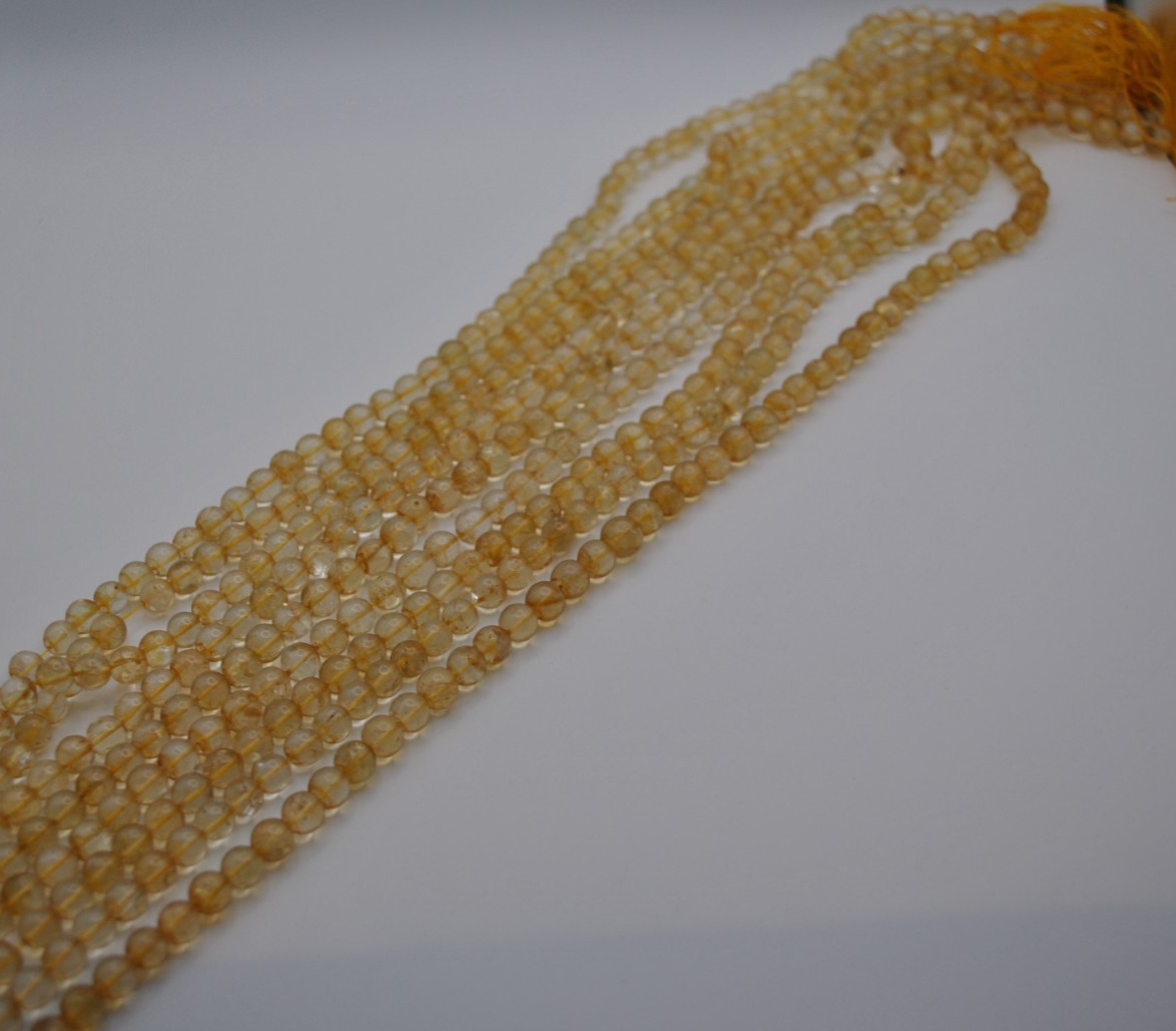 Citrine Bright Gemstone Strand with Smooth Stones (No Clasp)