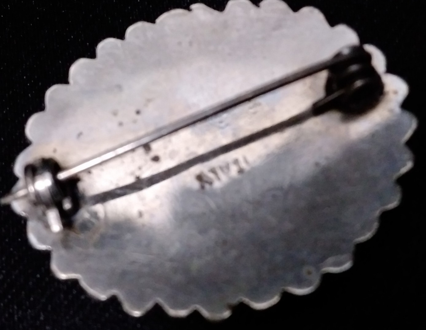 Vintage Italian Silver Unusual Color Micro Mosaic Floral Brooch Pin