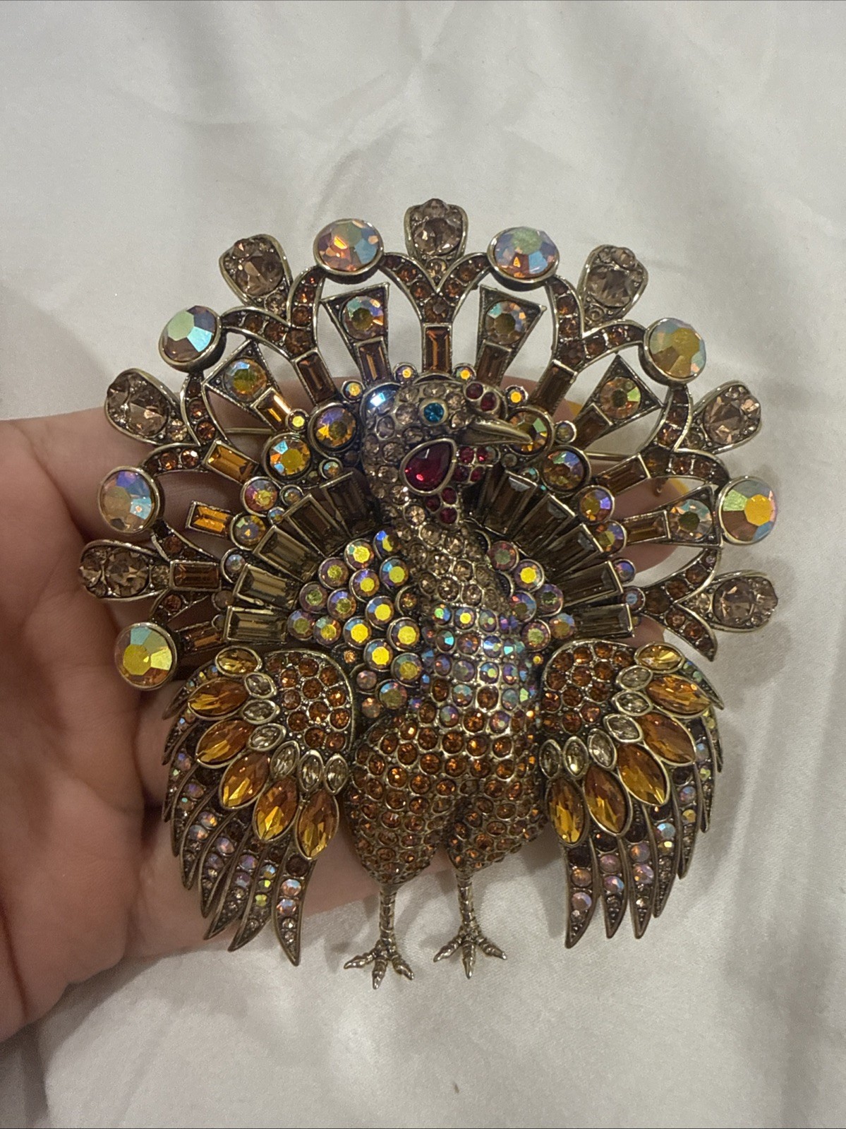 Heidi Daus “Tyrone Turkey” Multi-Color Crystal Pin Brooch- NWT-Orig. $199.95