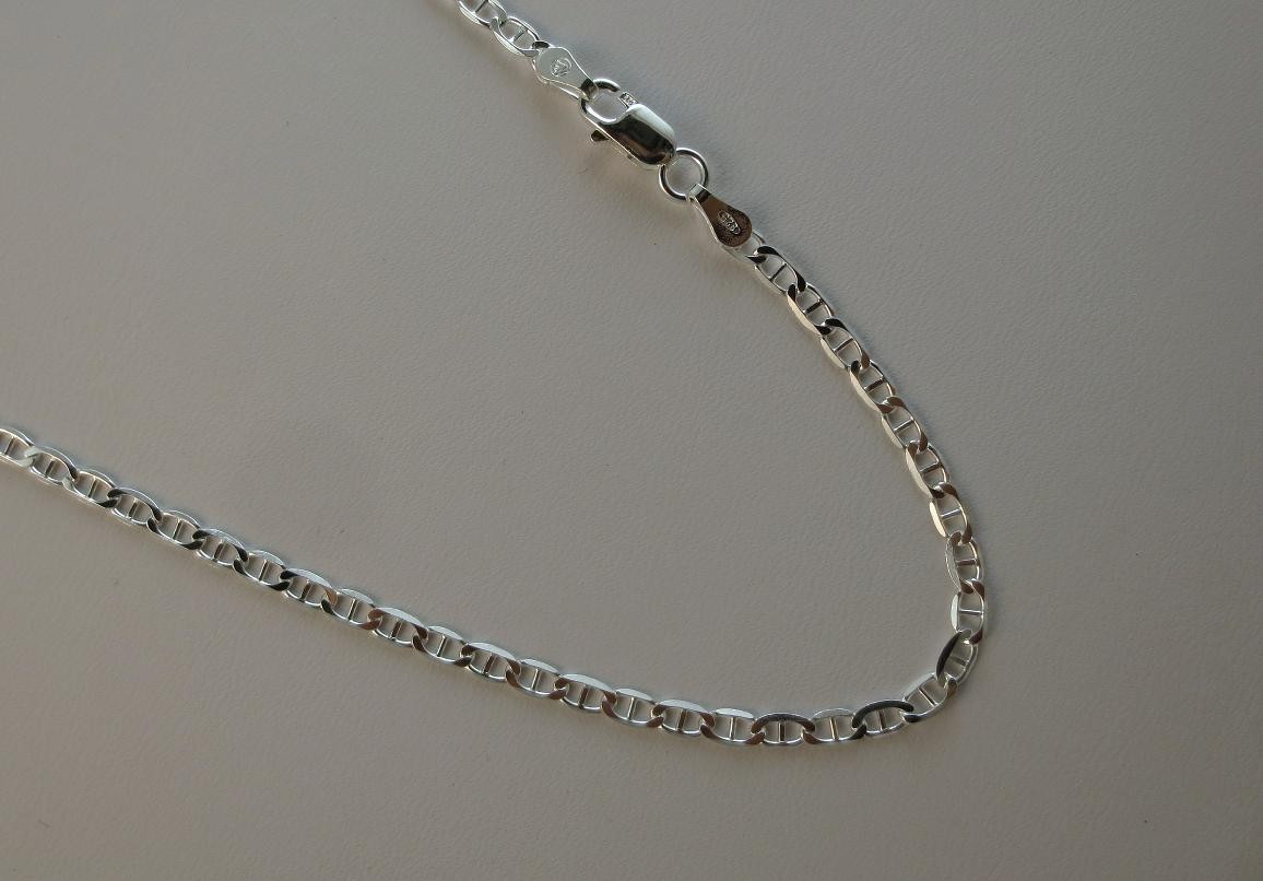 7,8,9,10,11 inch Anklet Bracelet 2.8mm Sterling Silver Marina Chain. 925 Italian