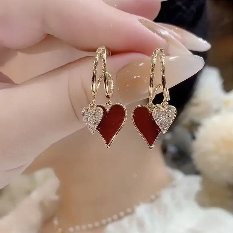 Womens 18k-Gold Plated Hoop Earrings Crystal Drop Dangle Fashion Elegant Jewelry