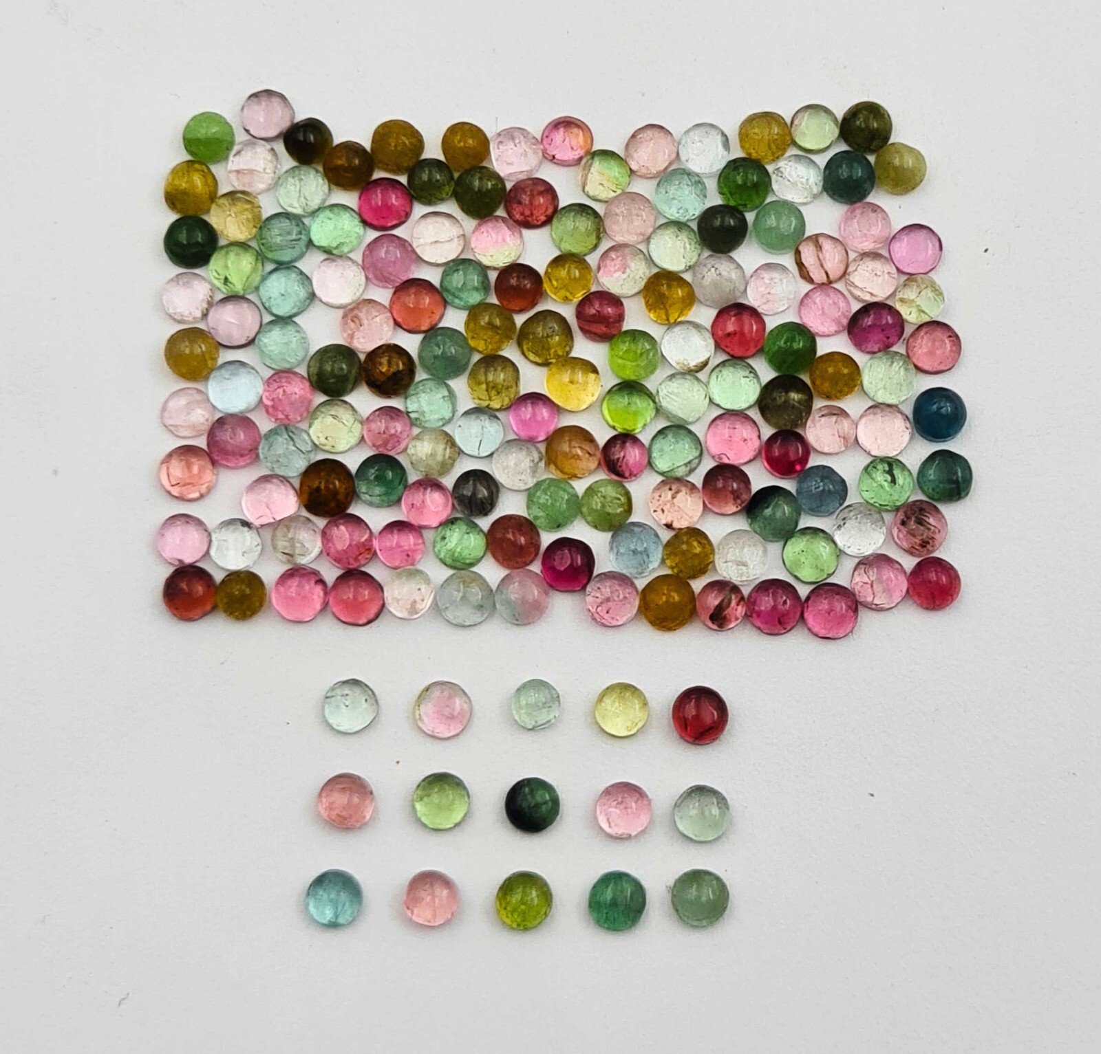 Natural Multi Tourmaline Round Cabochon Loose Gemstone Lot 100 Pcs 3 MM