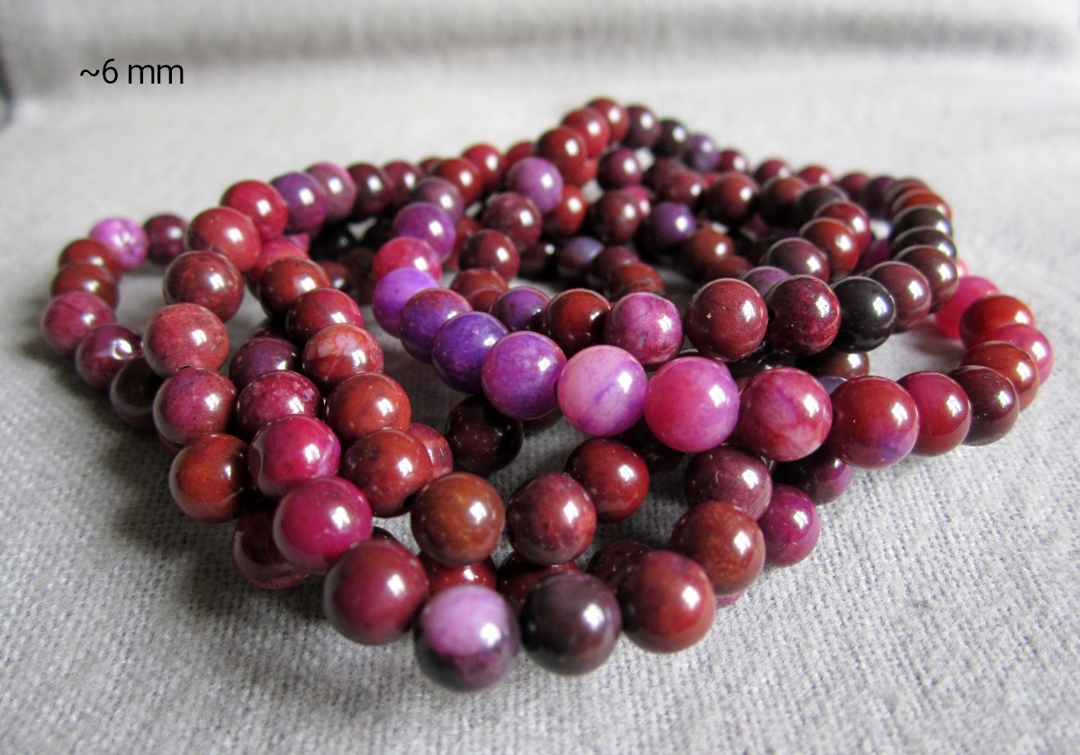 Bracelet made of sugilite-approx. Ø 6 + 8 mm/15-21 cm arm width-elastic