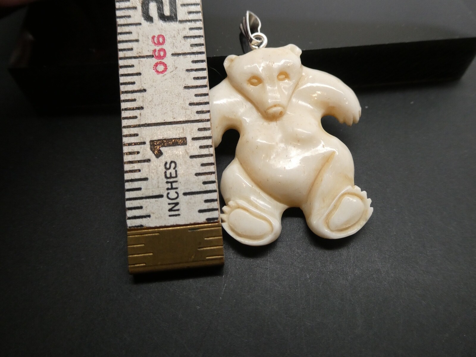 Polar Bear Carved Water Buffalo Bubalus Bubalis Bone Pendant Necklace With Cord