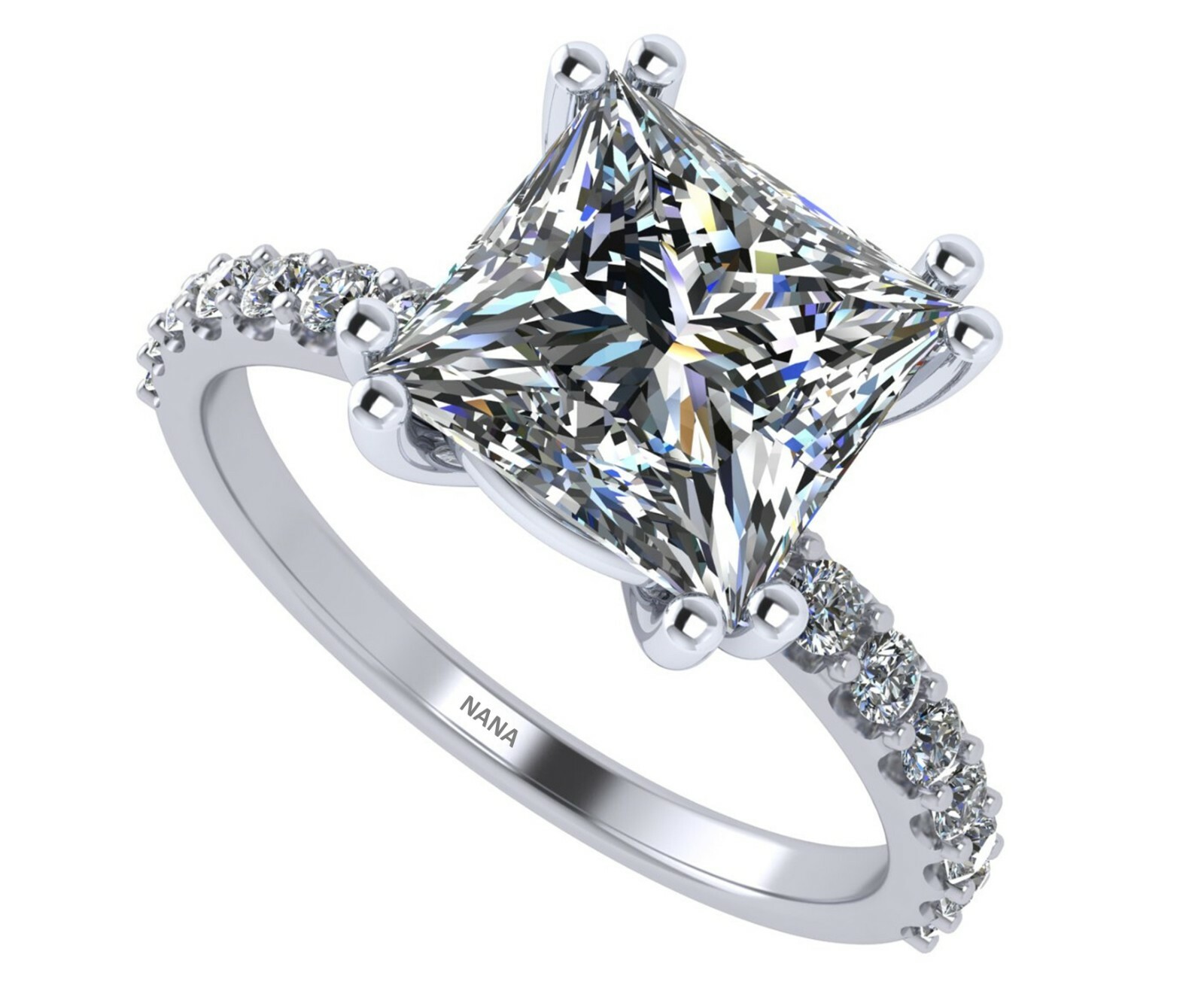 Princess Cut Solitaire Engagement Ring Made with Pure Brilliance Zirconia