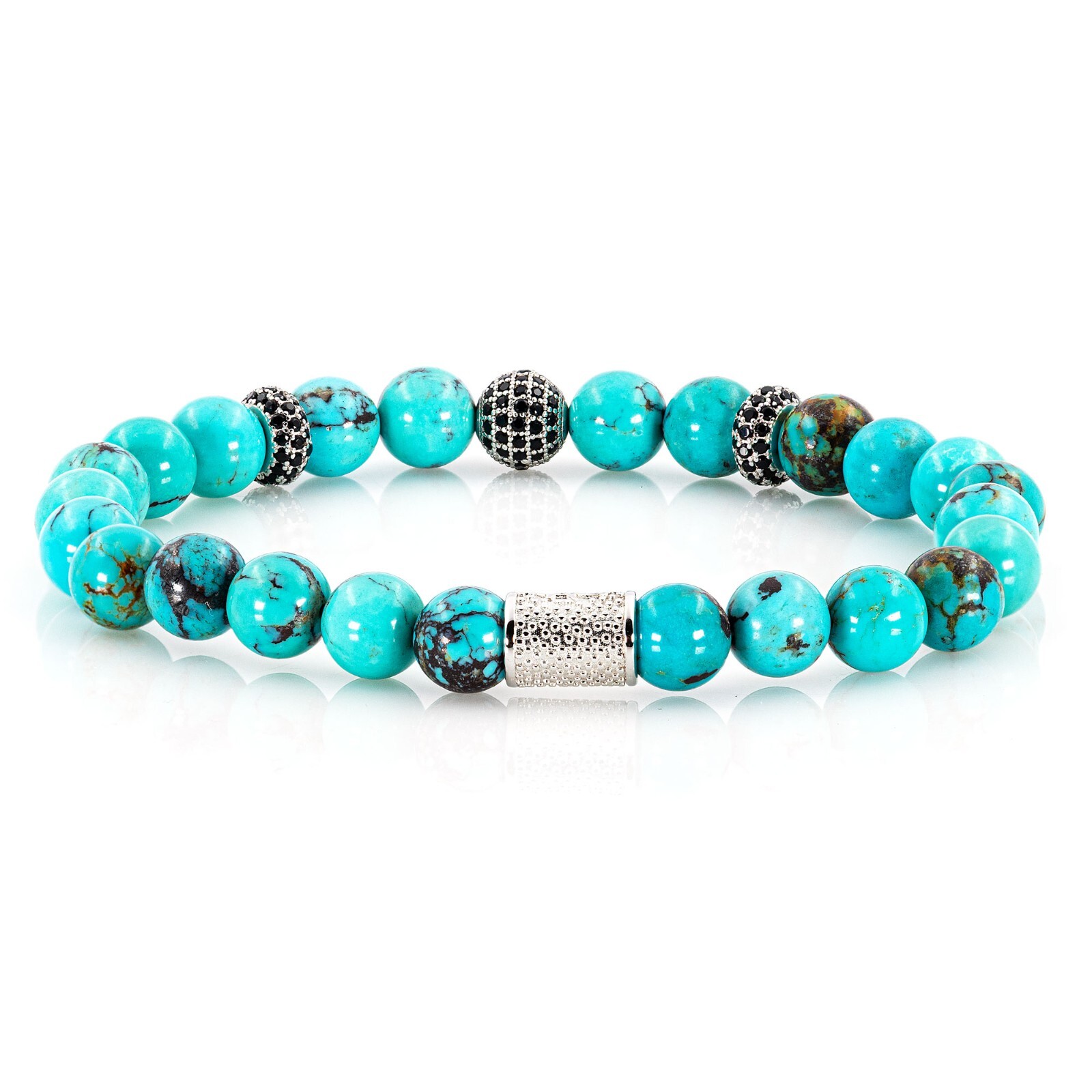 Turquoise 925 Sterling Silver Bracelet Bracelet Beaded Bracelet Genuine USA Zircon