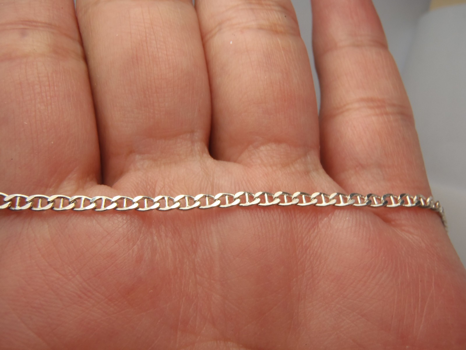 ESTATE STERLING SILVER MARINER LINK 2MM WIDE 8″ ITALY BRACELET FREE SHIPPING