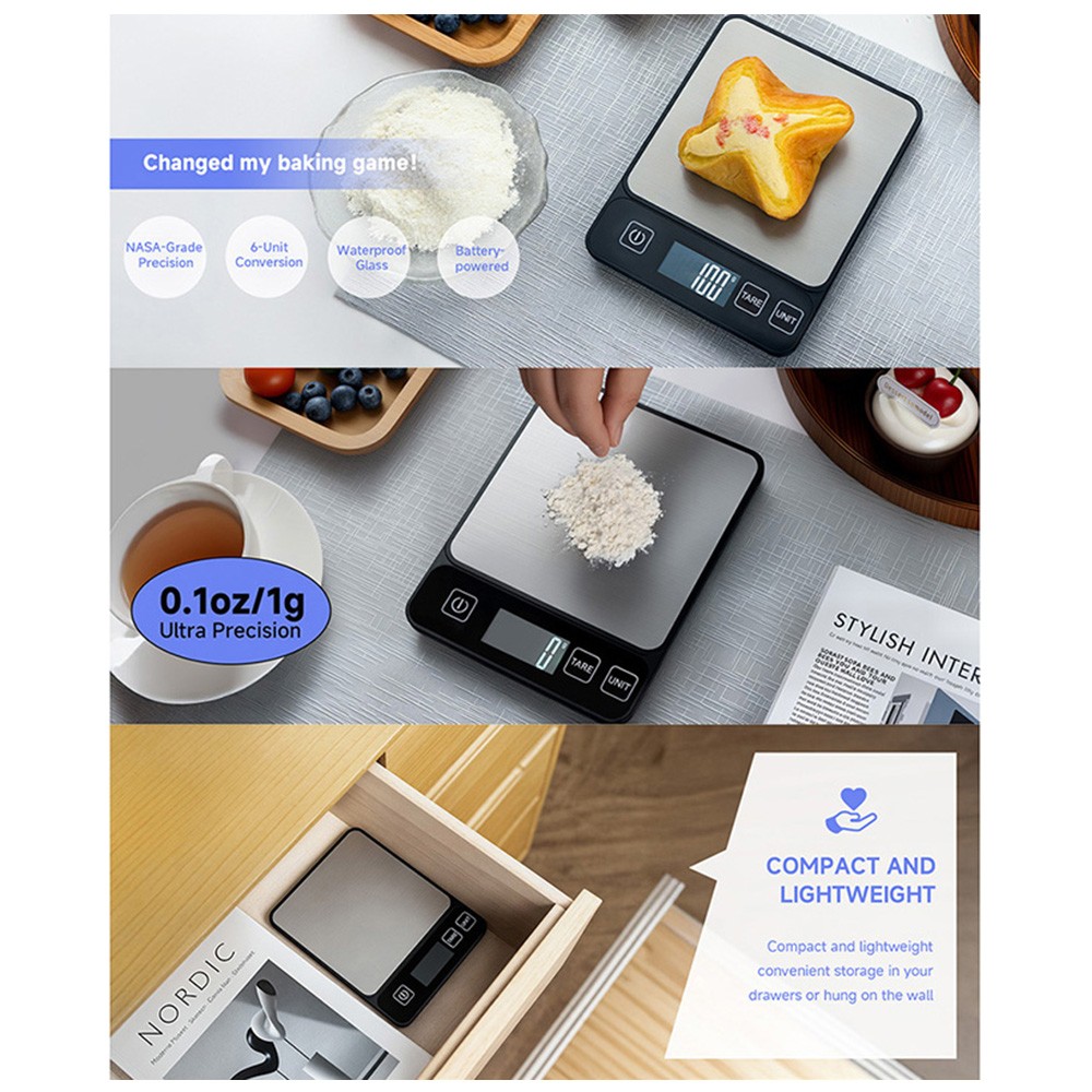 22lb Digital Kitchen Scale Precision Food Scale 1g/0.1oz LCD Display