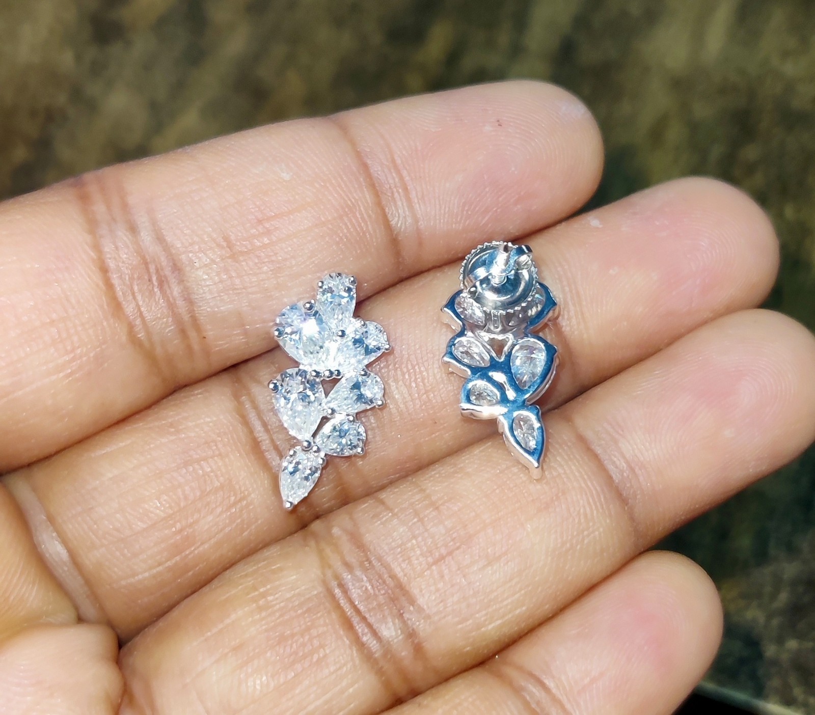 2.50Ct Pear Cut Lab Created Diamond Leaves Stud Earrings 14K White Gold Plated