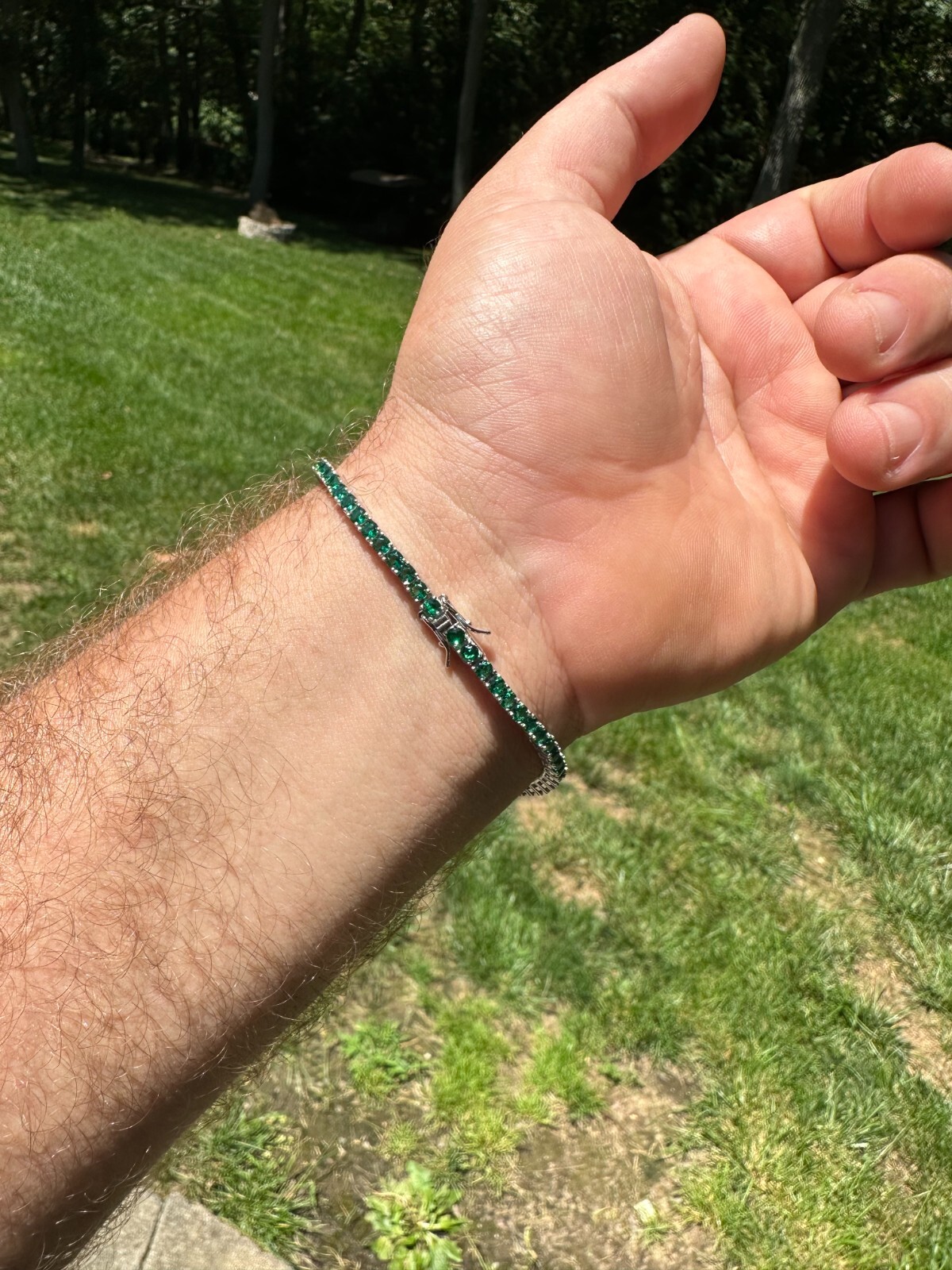 3mm Green CZ Tennis Bracelet Real Iced 925 Sterling Silver Mens Ladies 6-8.5″