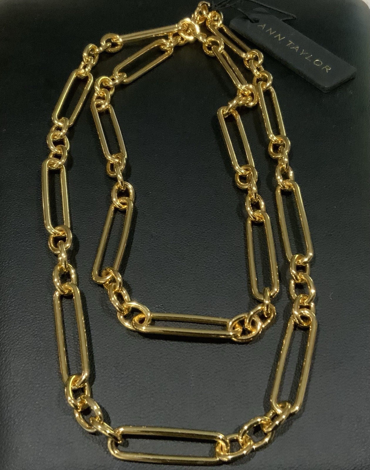 Ann Taylor Designer Gold Tone Paper Clip Chain Necklace New With Tags 30 Inches