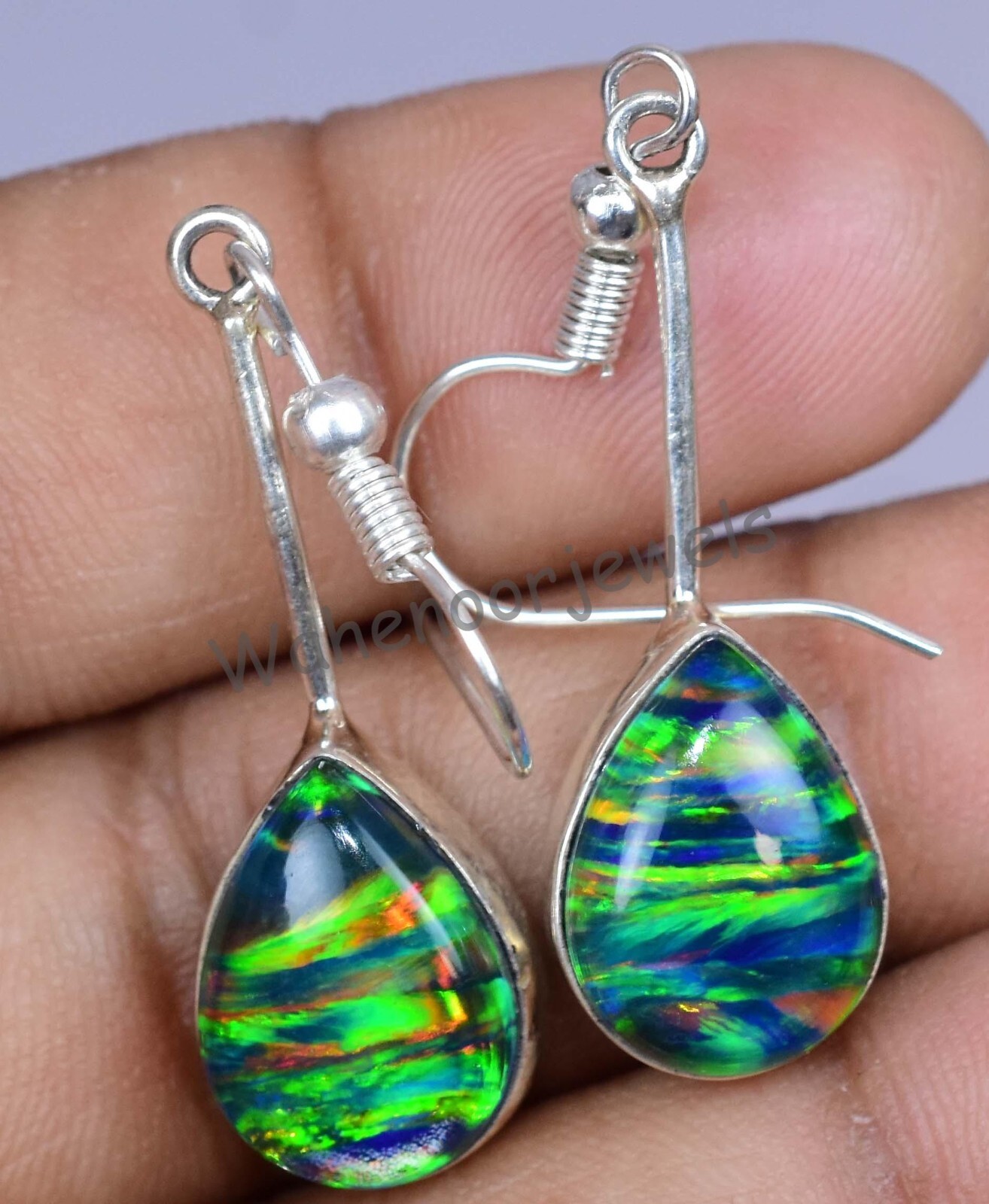 22.75 Ct Fire Opal Pear 925 Sterling Silver Beautiful Earring For Her Certified