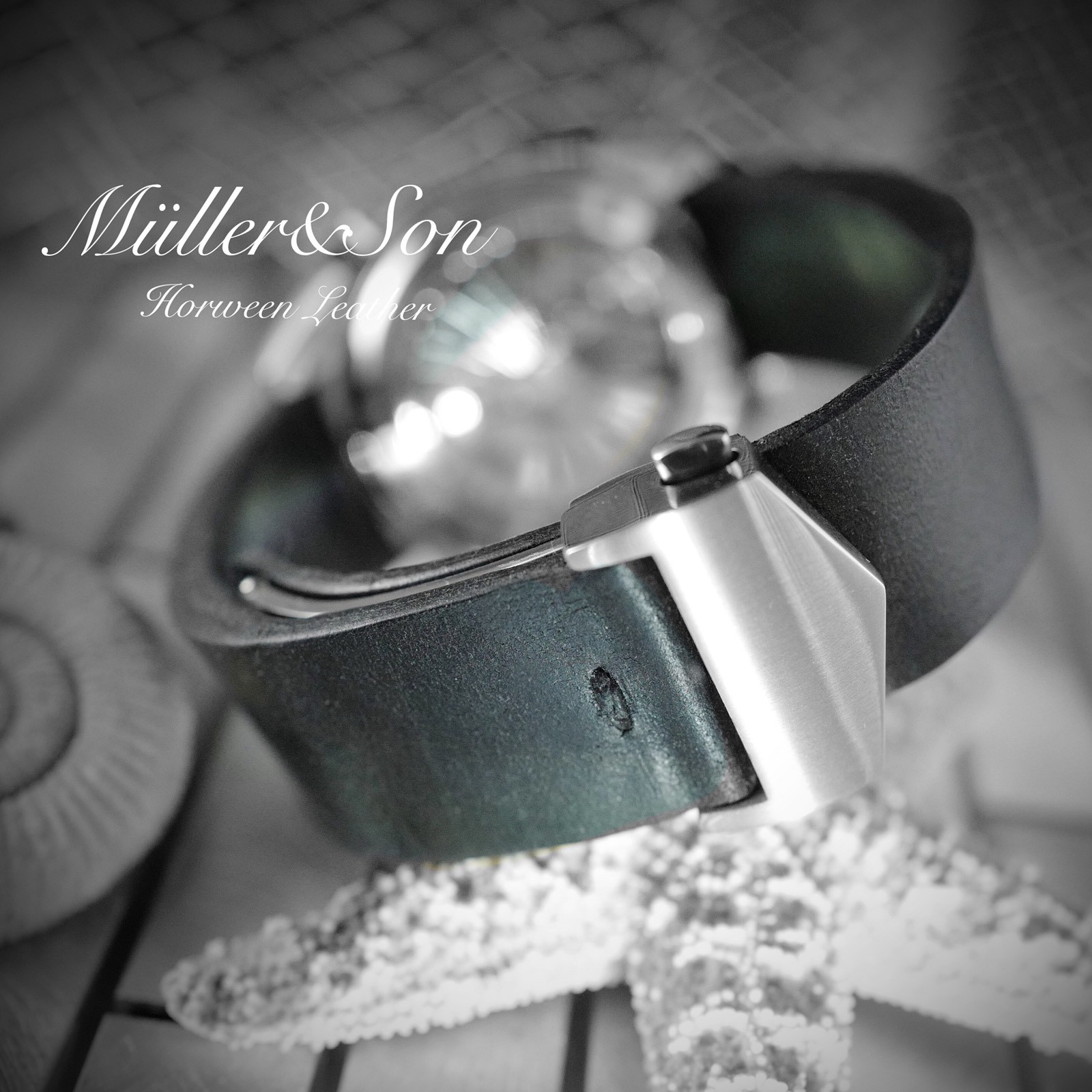 Müller&Son Horween Leather 20mm Black Watch Strap for Omega with “Snake Bites”
