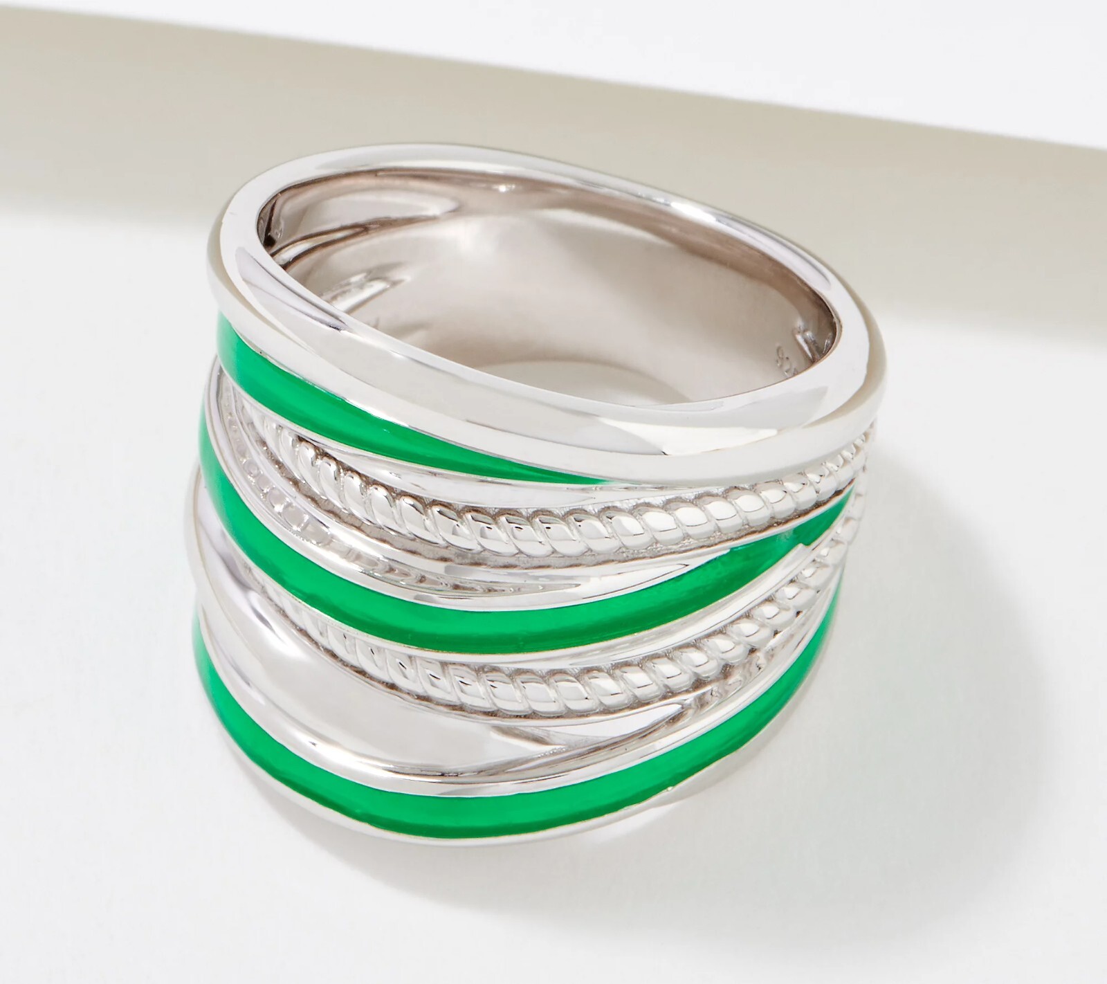 Judith Ripka Sterling Silver Enamel Ring or Crossover Ring for Women Jewelry