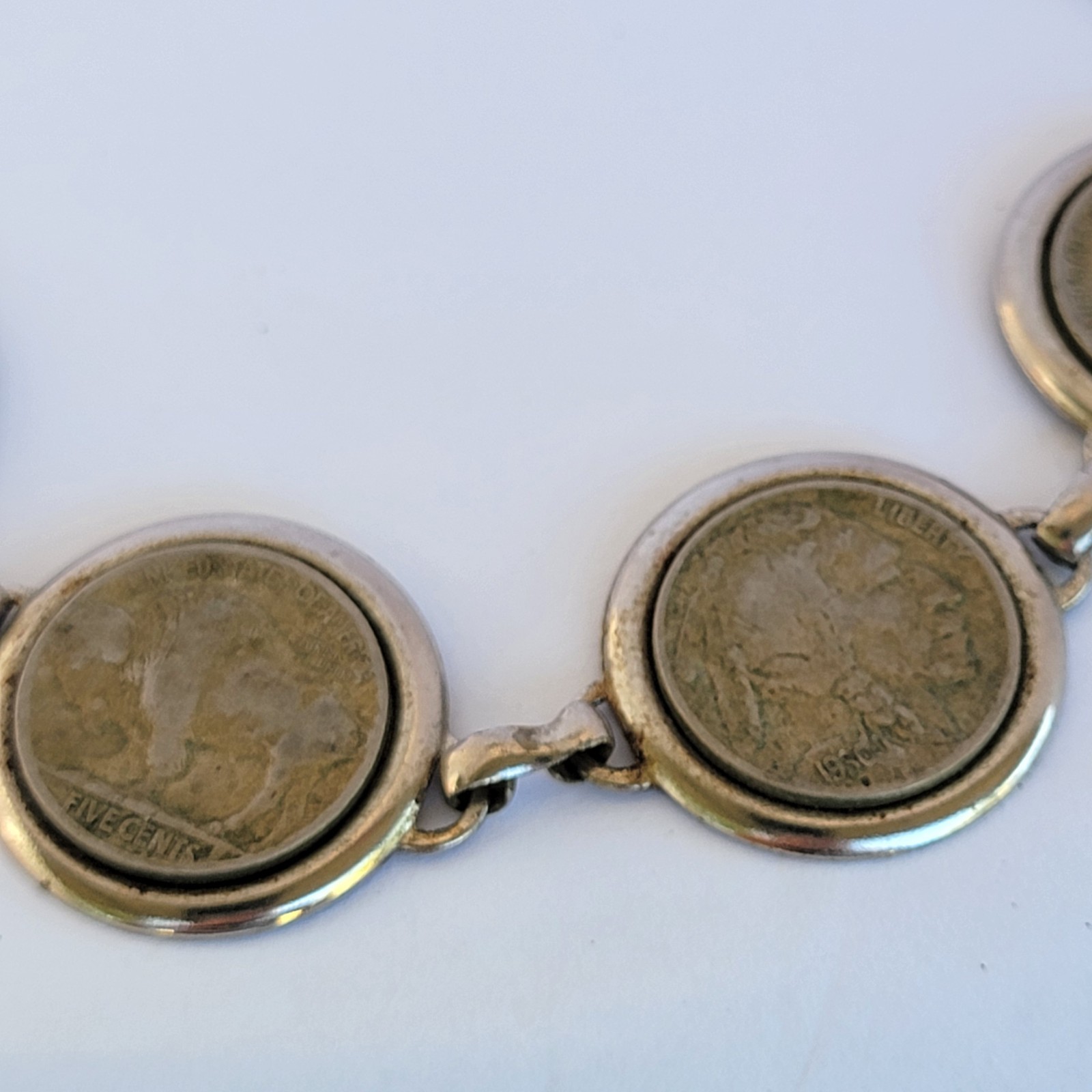 Vintage Buffalo Native American Indian Nickles NECKLACE Part 14″ Chain ***READ**