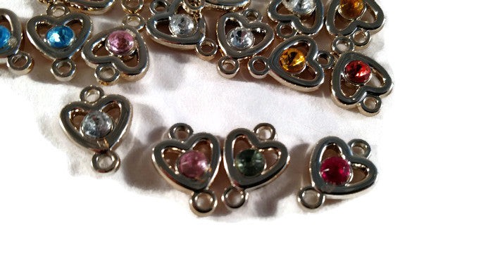 Acrylic Connectors Findings Heart Rose Gold At Random Faceted – Set of 10 Charms
