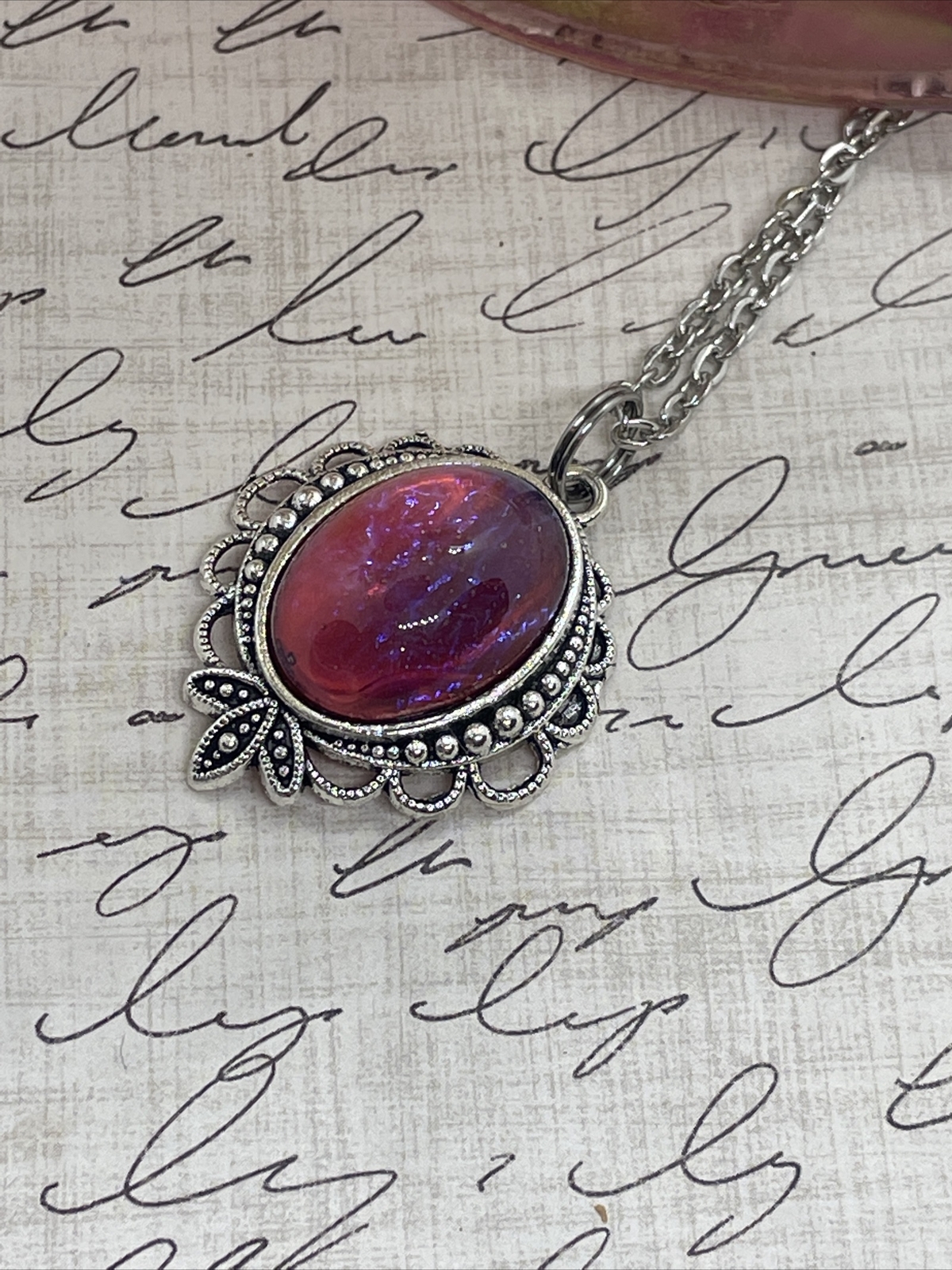 Mexican Fire Opal Dainty Necklace Pendant Anniversary Birthday Gift Mom Daughter