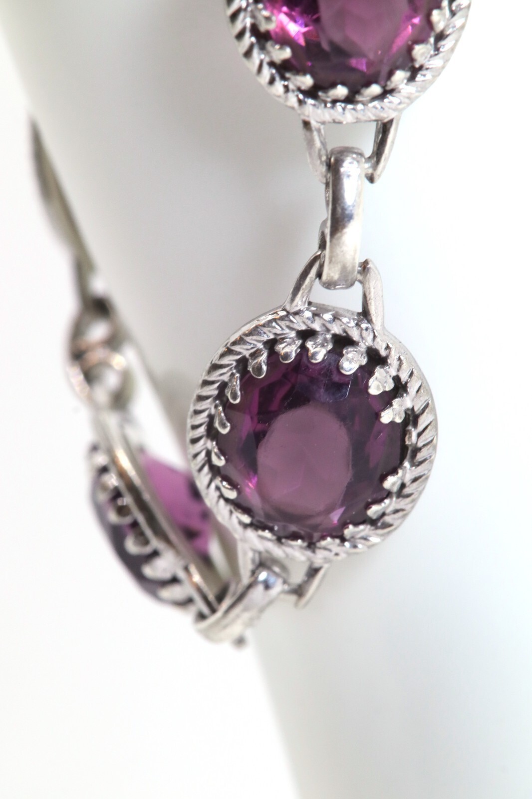 Danecraft Sterling Silver Bracelet, + Oval Faceted Plastic Stones, L: 18.5