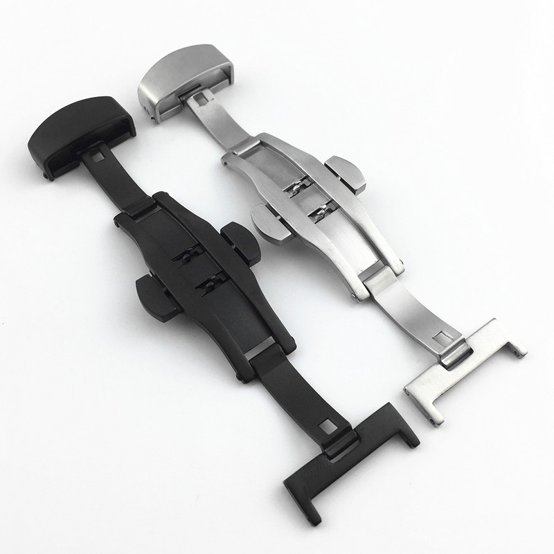 Brushed Solid Stainless Steel Watch Buckle Butterfly Clasp 12 14 16 18 20 22mm