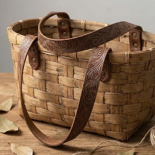 72 Inches Embossed Faux Leather Straps for Crafts 2 Inch Wide brown patterned