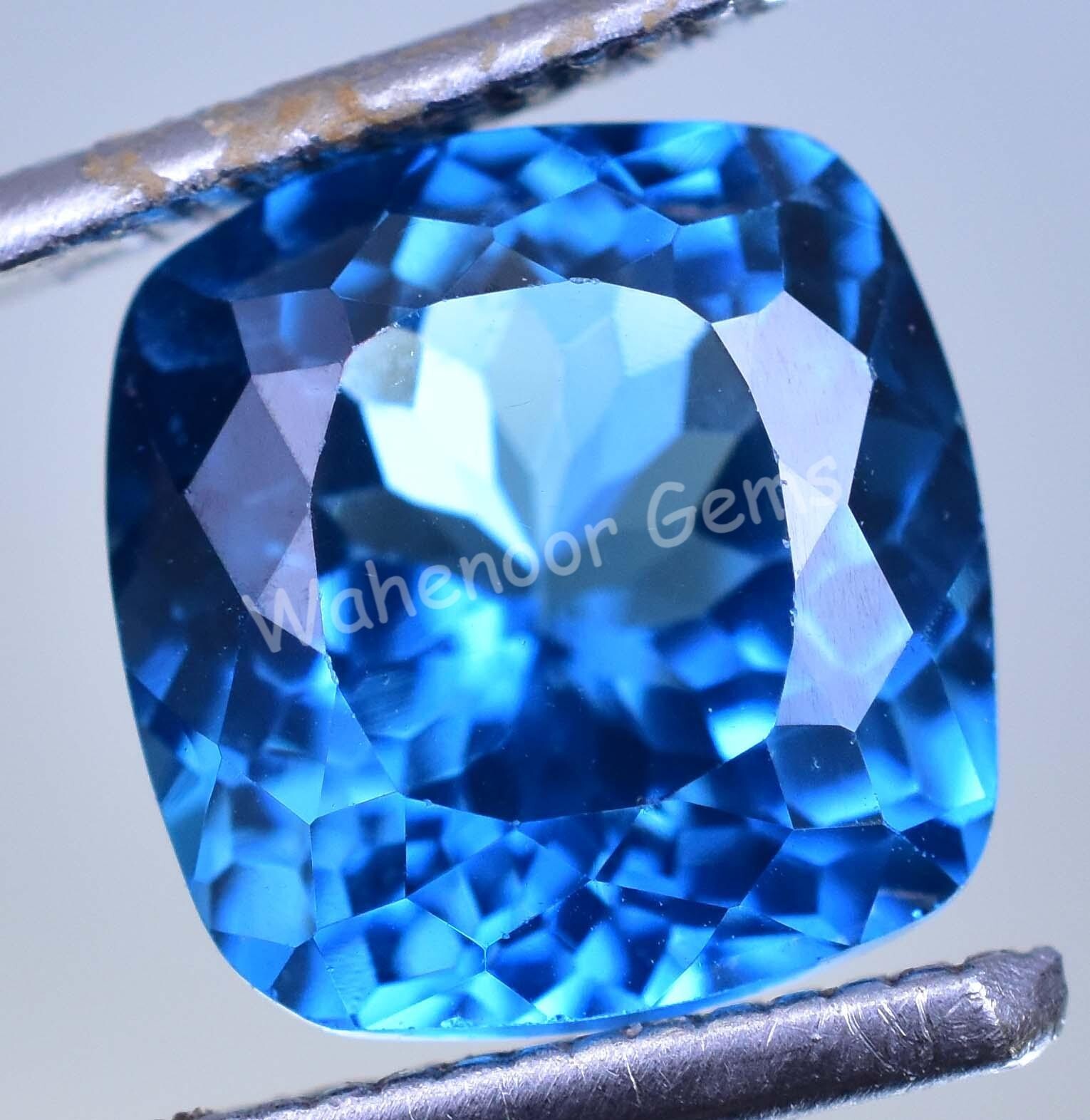 Natural Blue Zircon 7.20 Ct Cushion Stunning Certified Cambodian Gemstone