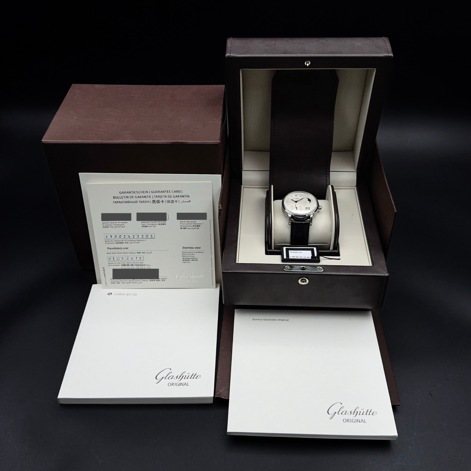 Glashütte Original Panomaticlunar 1-90-02-42-32-05 Excellent Condition Complete