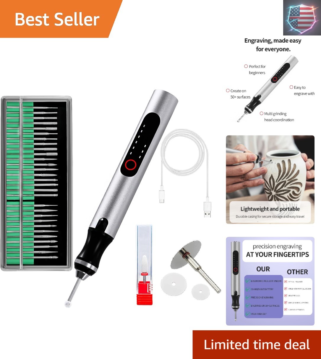 Wireless Kit – Precision Tool for Artists & DIY | Engrave Jade, Wood, Metal, …