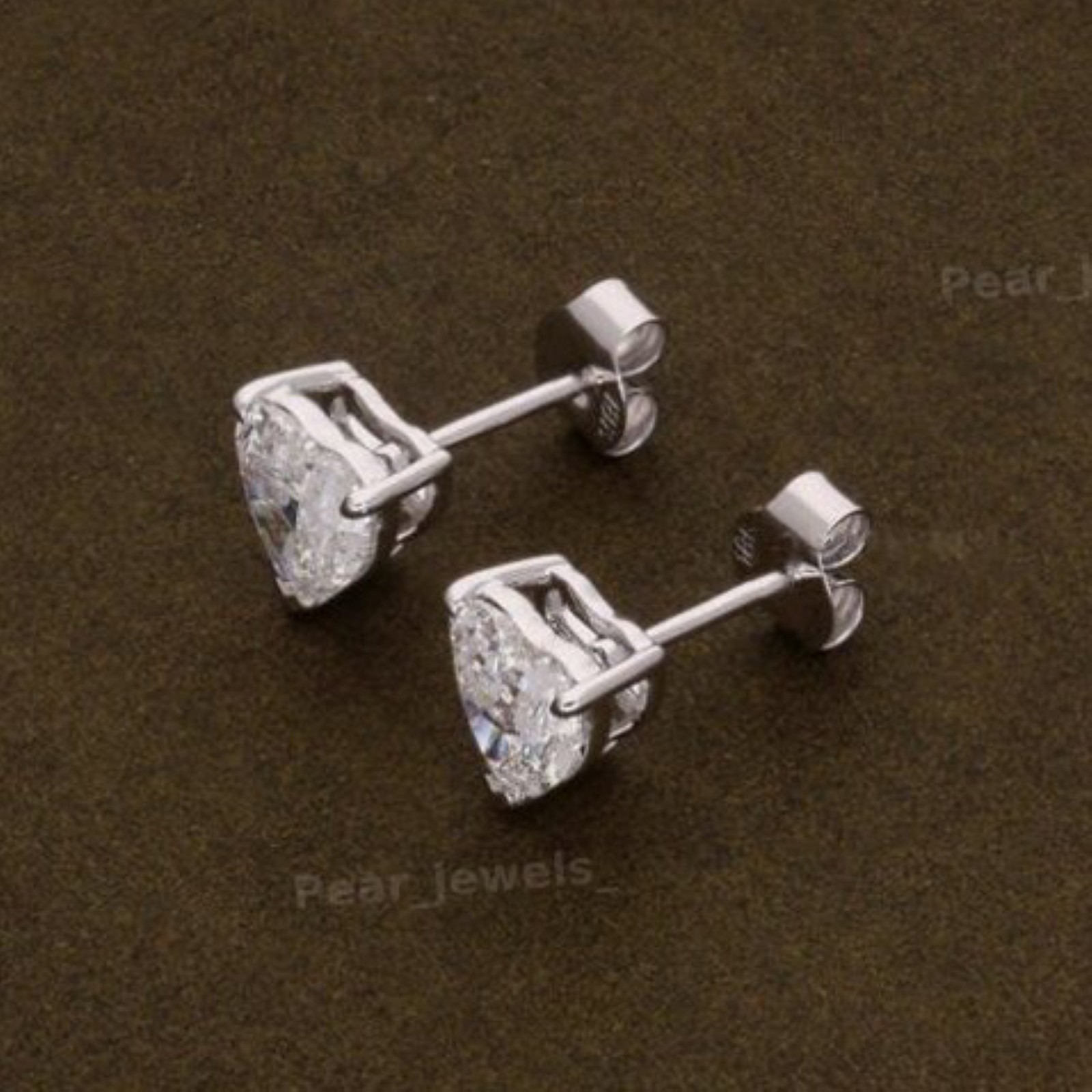 2.00 Ct Heart Lab Grown Diamond Earrings 14k White Gold IGI Certified