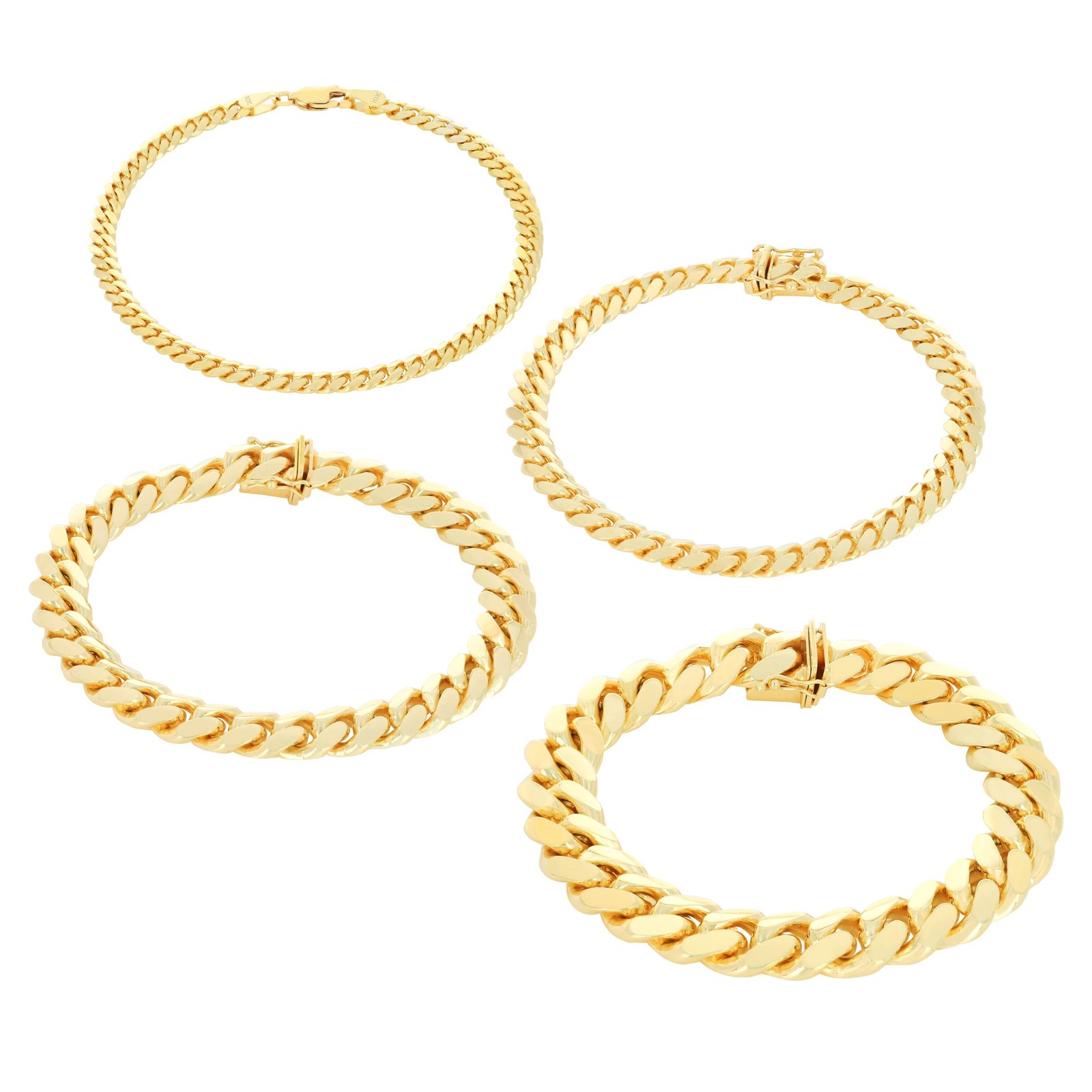10K Yellow Gold Solid 2.7mm-10mm Miami Cuban Link Chain Necklace Bracelet 7″-30″