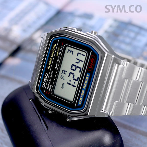 Casio A-158W-1DF Retro MensDigital Watch Unisex Silver Original New