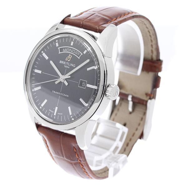 Breitling Transocean A45310 43mm SS Black Dial Automatic Day-Date Watch #C6154