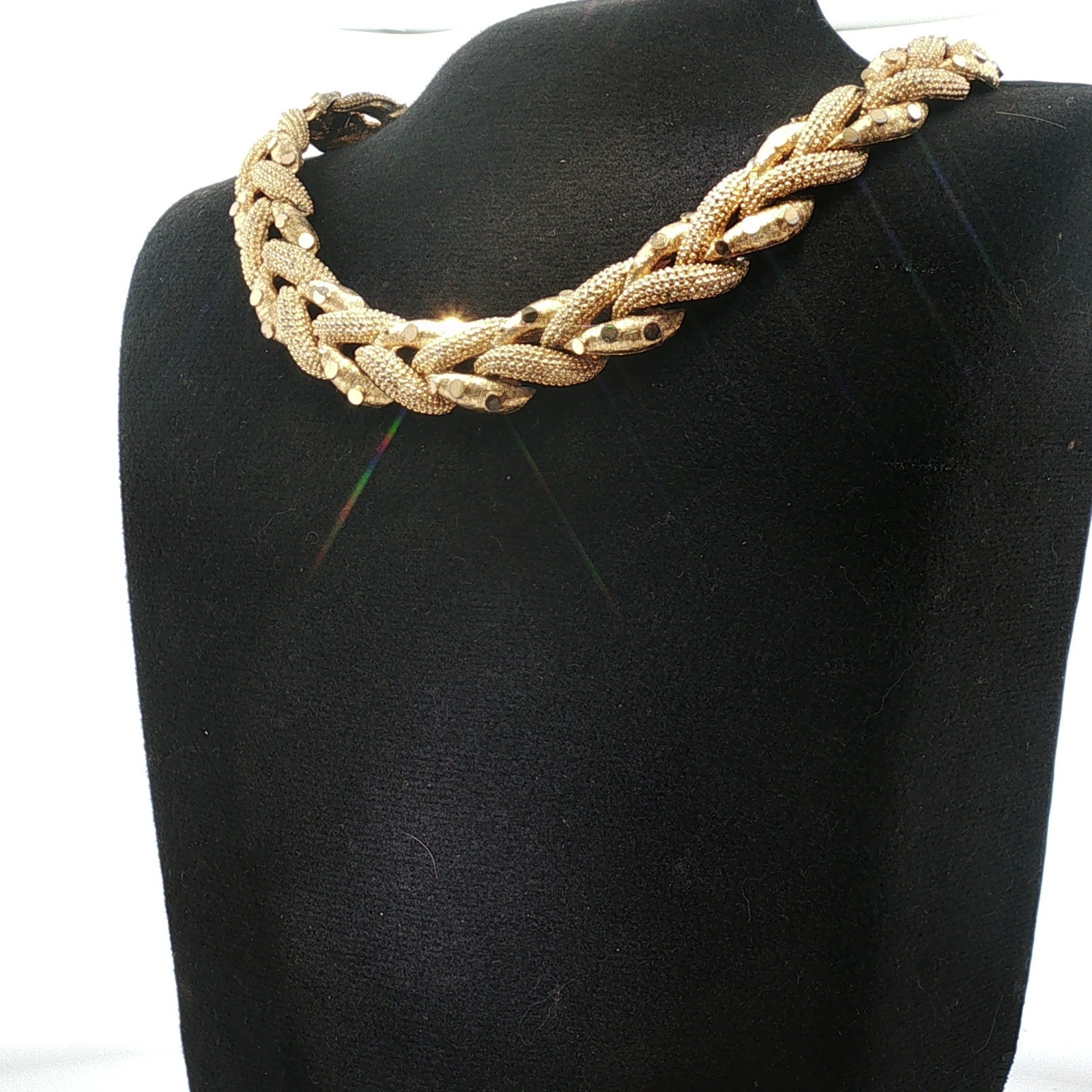 Signed Boucher Gold-Tone Woven Link Necklace Vintage Elegant Jewelry