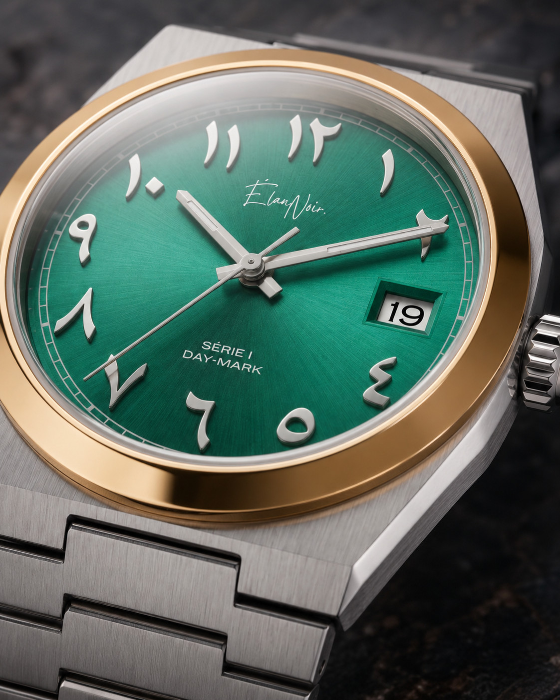 Élan Noir Série I Silver/Emerald 36mm AutomaticNH35 Sapphire Crystal Steel Watch