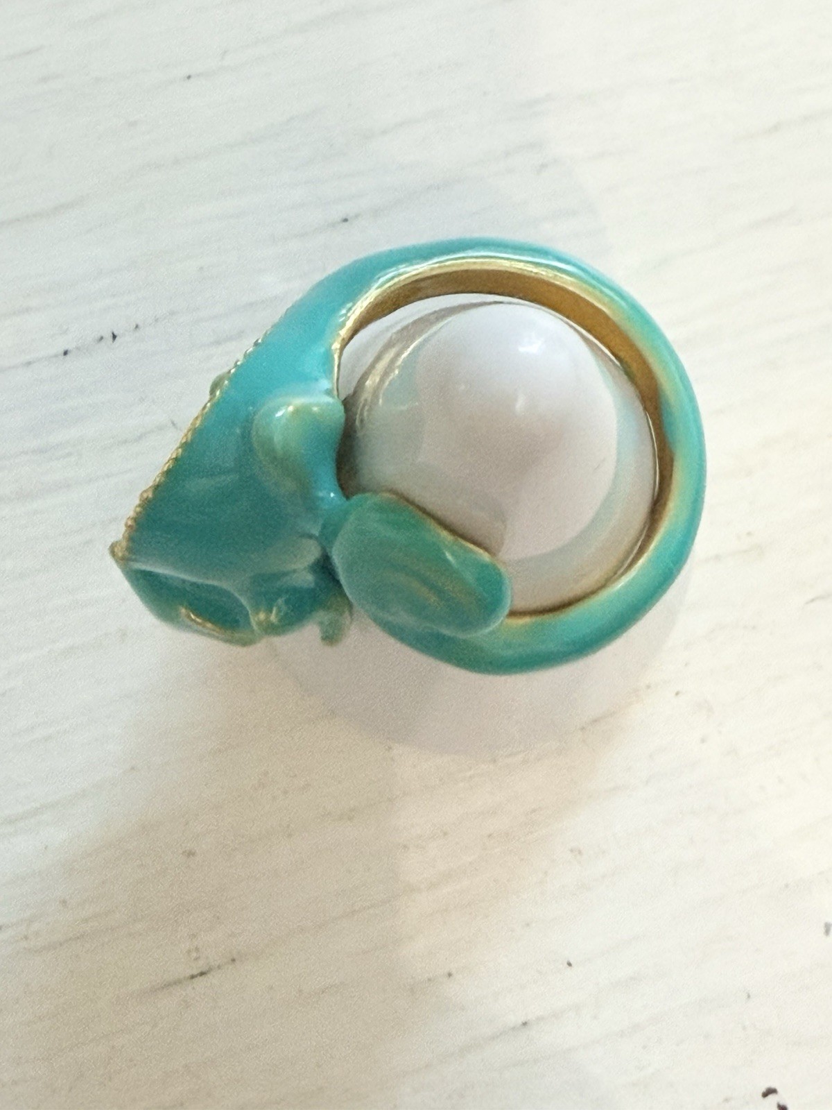 Chameleon Green Lizard Unique Enamel ring size 8 Gift Tropical Jewelry NEW