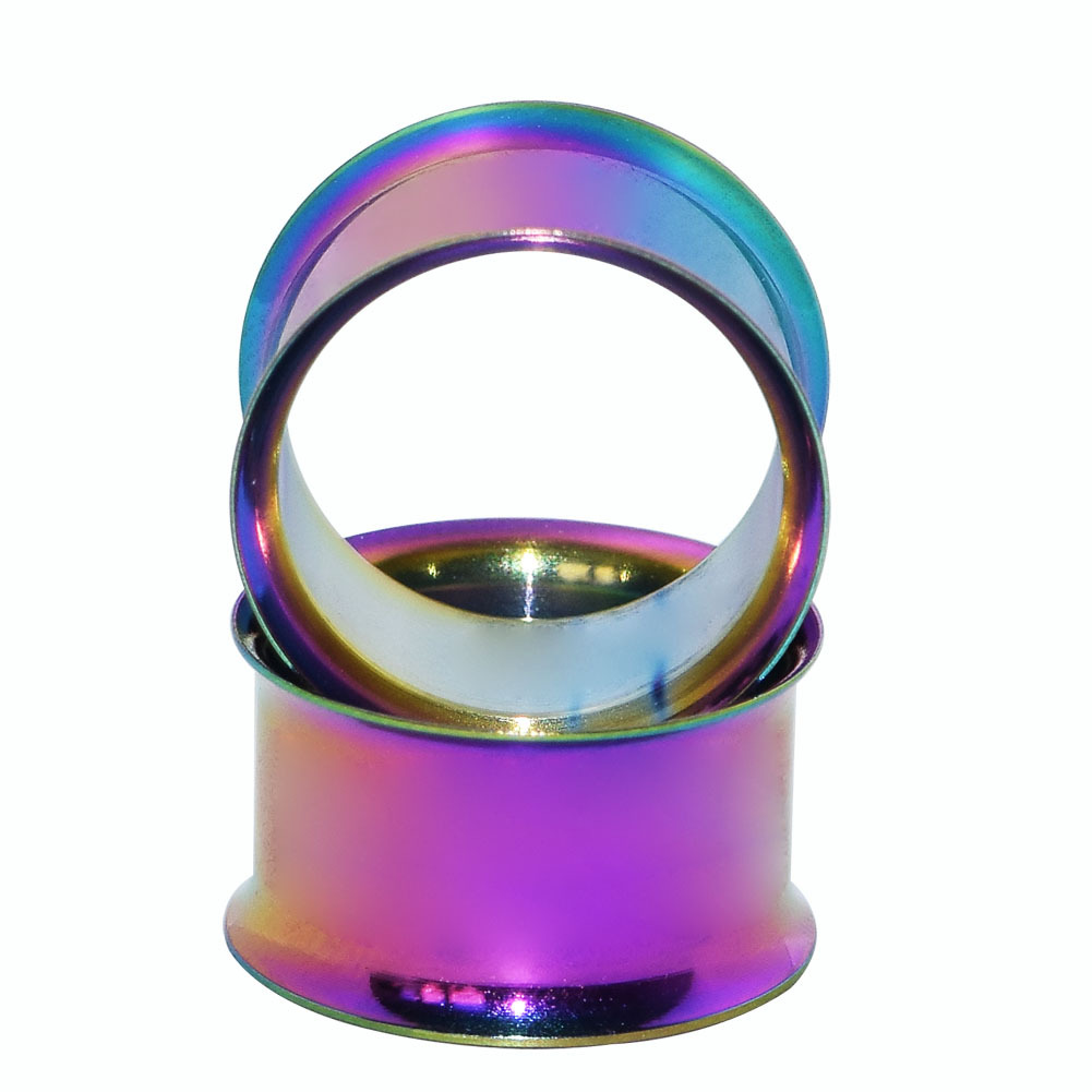 Pair Ear Tunnel Plug Stainless Steel Hollow Double Flared Expander Piercing