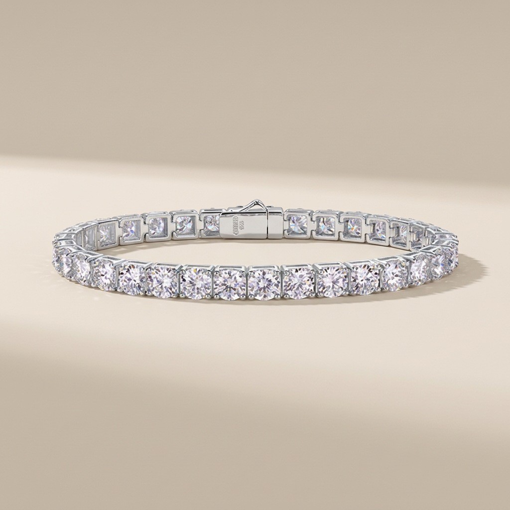Hot Fashion 2-6.5mm VVS Moissanite Tennis Chain Bracelet 925 Sterling Silver