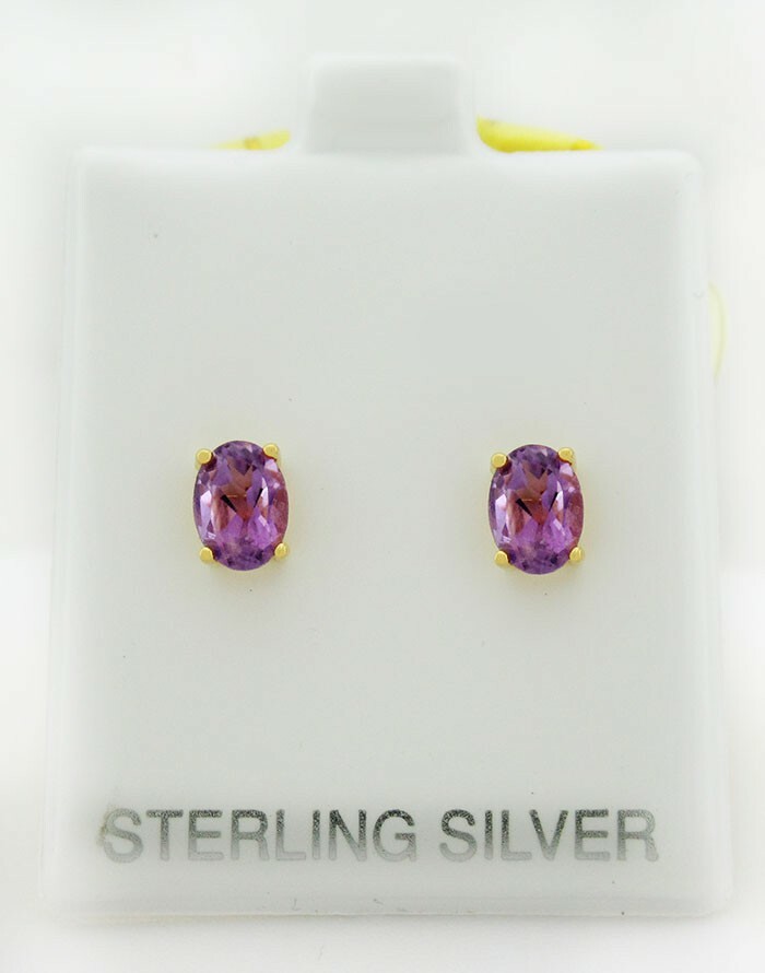 GENUINE 1.64 Cts AMETHYST STUD EARRINGS .925 Sterling Silver – MADE IN USA – NWT