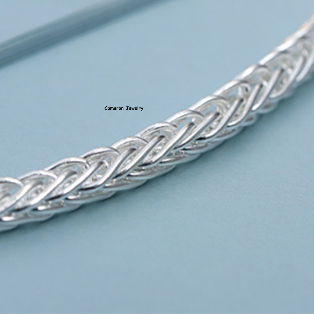 Solid S999 Fine Silver Chain Men Women 5.5mm Double Wheat Link Necklace 20-28in